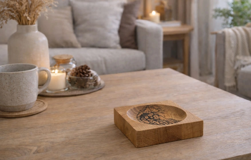 vide-poches ch&ecirc;ne gravure foudre &eacute;clair &eacute;lectrique